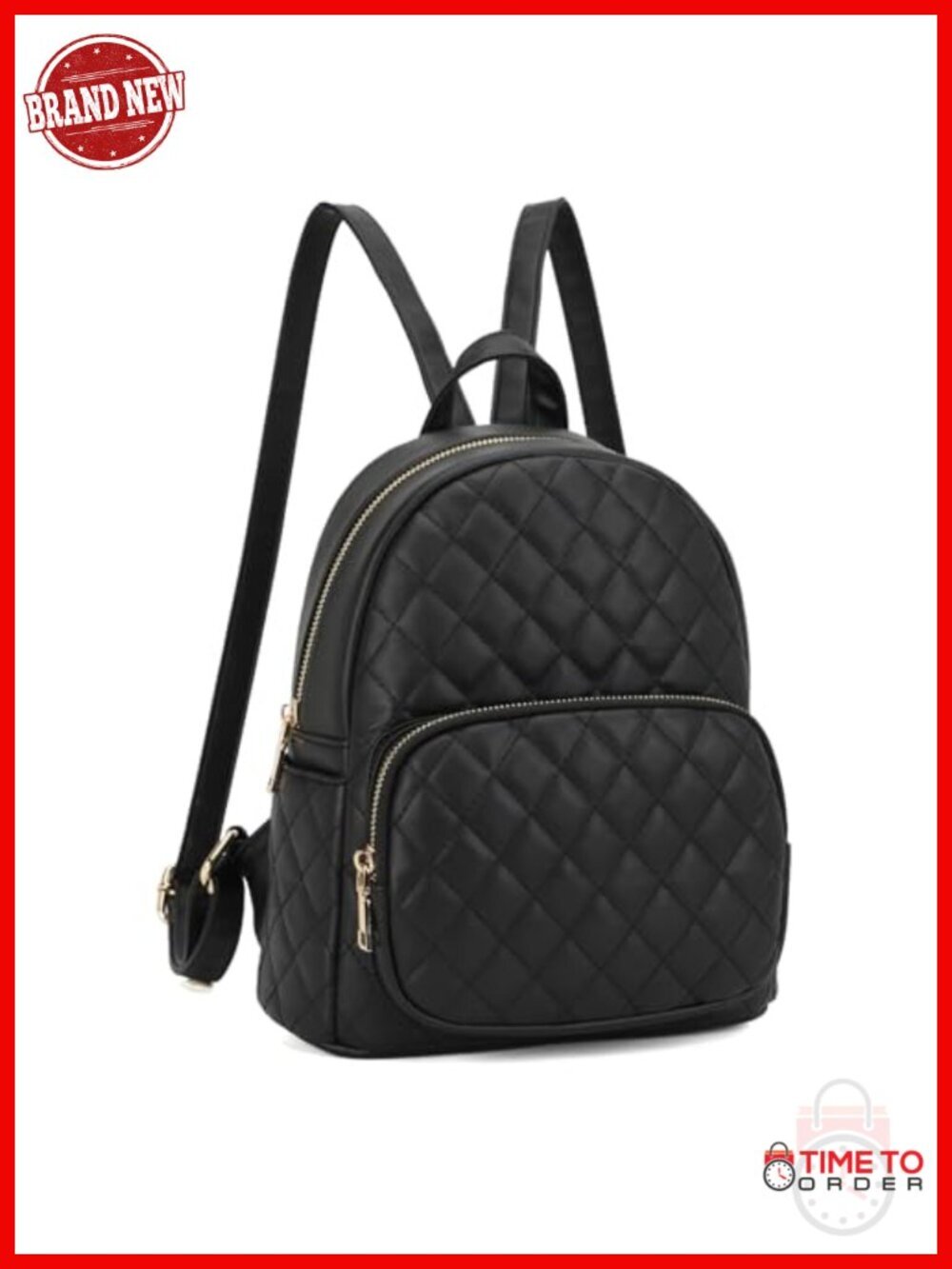 Quilted PU Leather Small Backpack for Women Casual Daypack Purse with